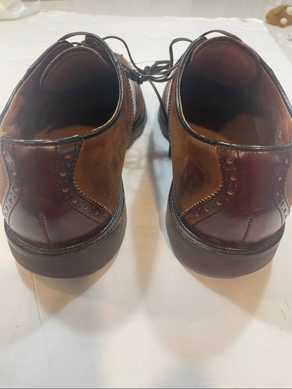 Bostonian Two-Tone Brown & Dark Brown Leather Derby Shoes size 10.5